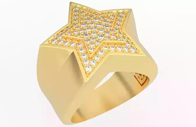 5 Angles Pave Small Star Ring Style 1 Size US 9