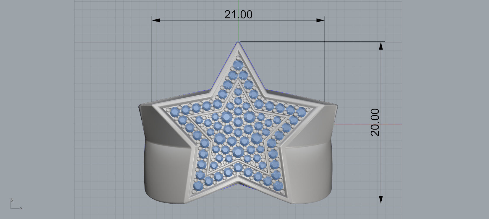 5 Angles Pave Small Star Ring Style 1 Size US 9 3D print model_3