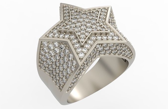 5 Angles Pave Small Star Ring Style 2 Size US 9 3D print model