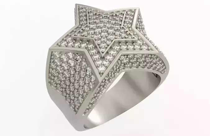 5 Angles Pave Small Star Ring Style 2 Size US 9