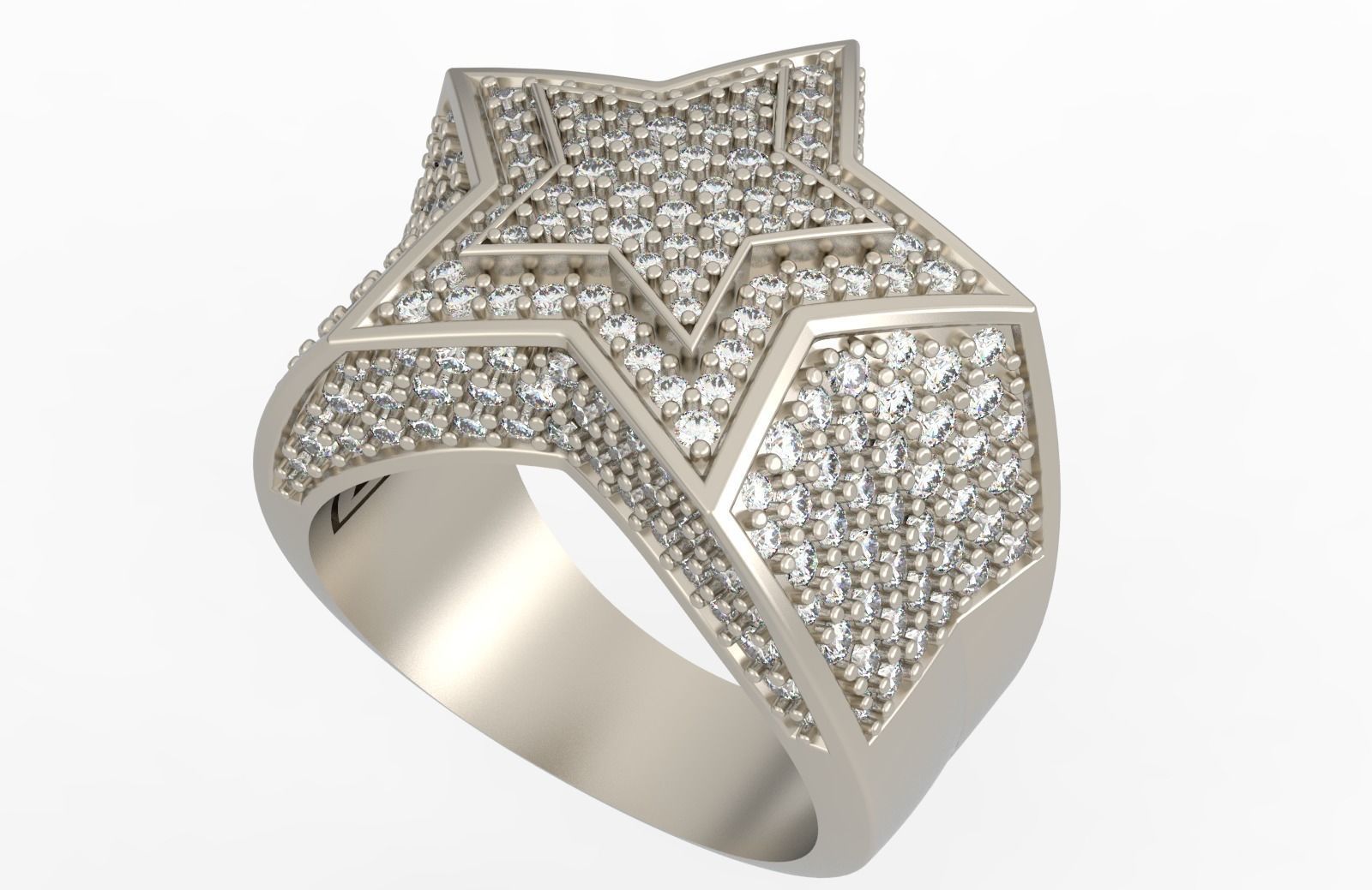 5 Angles Pave Small Star Ring Style 2 Size US 9 3D print model_2