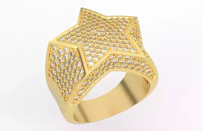 5 Angles Pave Small Star Ring Style 3 Size US 9