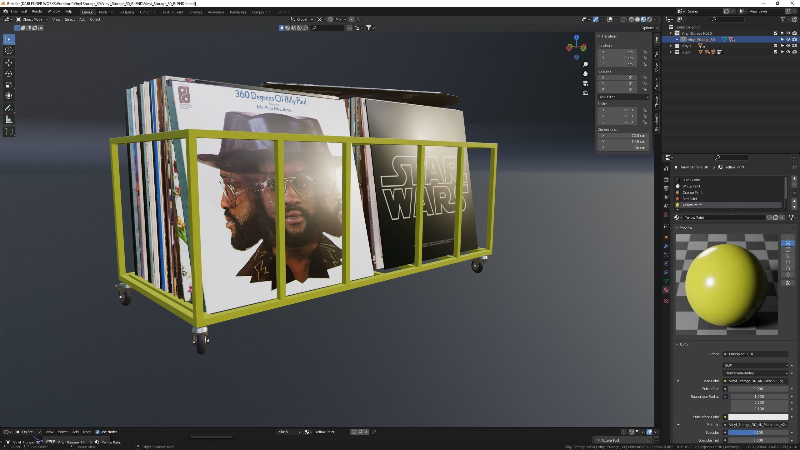 Vinyl Storage No30 with 5 Color Variations 3D model_17