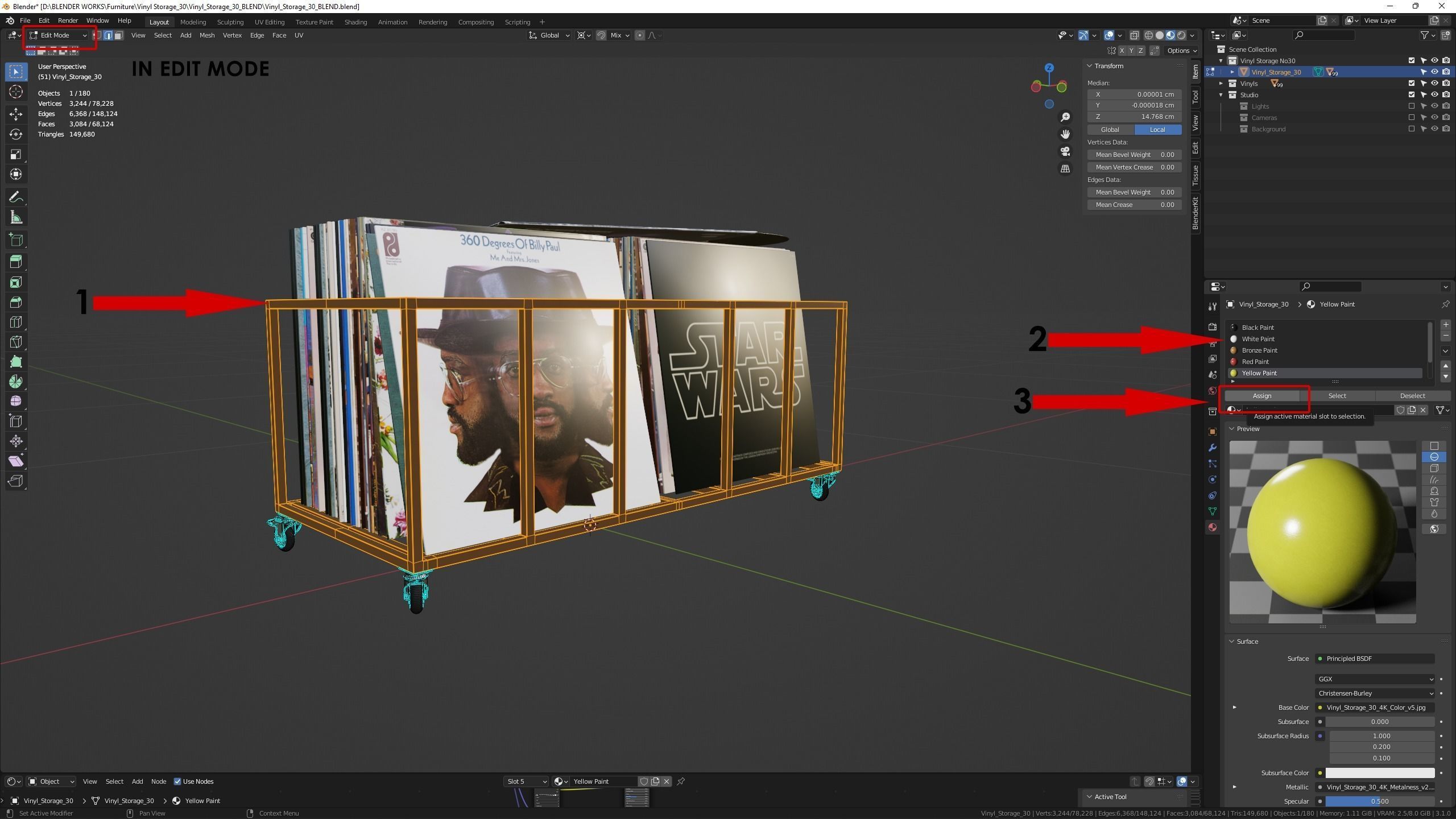 Vinyl Storage No30 with 5 Color Variations 3D model_26