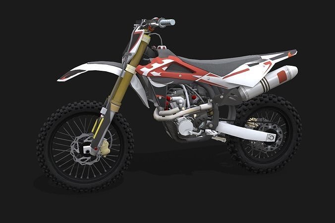Motorcycle 2 dirt bike Low-poly 3D model