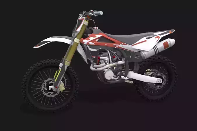 Motorcycle 2 dirt bike Low-poly 3D model