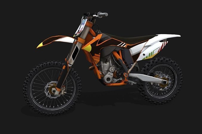 Motorcycle 3 orange and dirt bike Low-poly 3D model