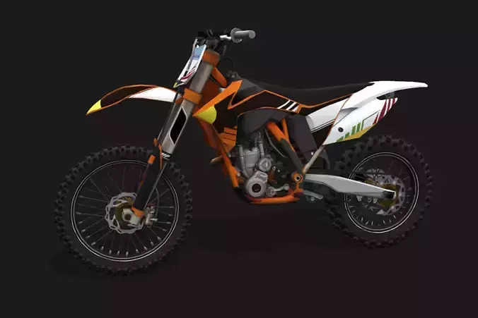 Motorcycle 3 orange and dirt bike Low-poly 3D model