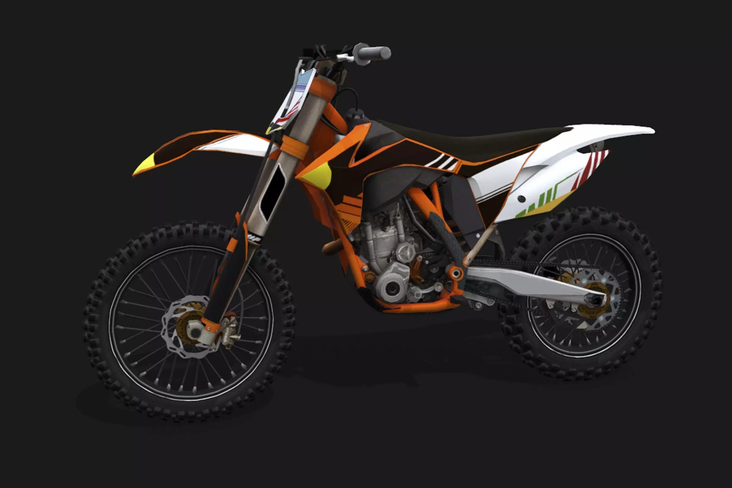 Motorcycle 3 orange and dirt bike Low-poly 3D model_0