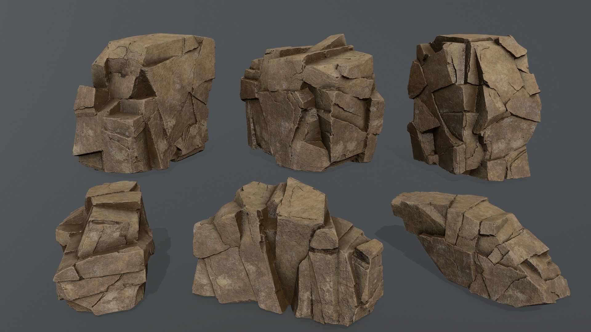 desert rocks Low-poly 3D model_1
