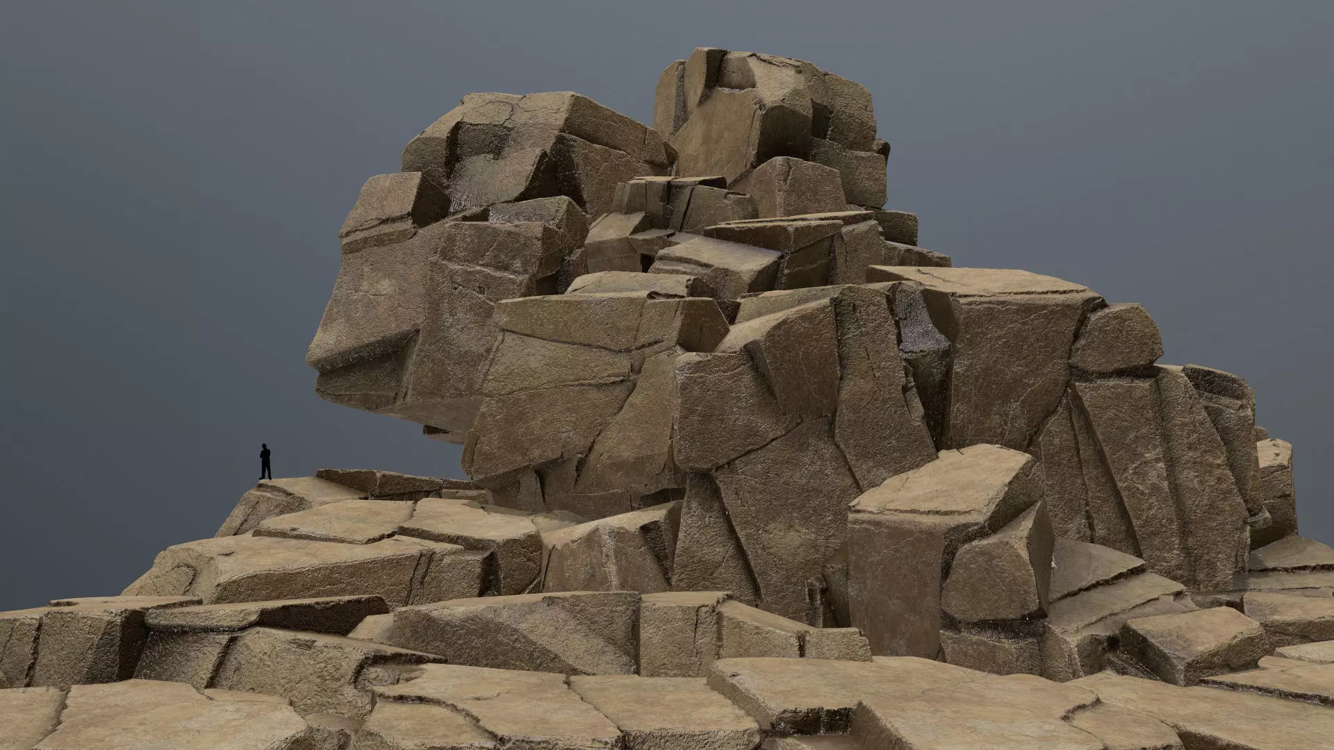 desert rocks Low-poly 3D model_0