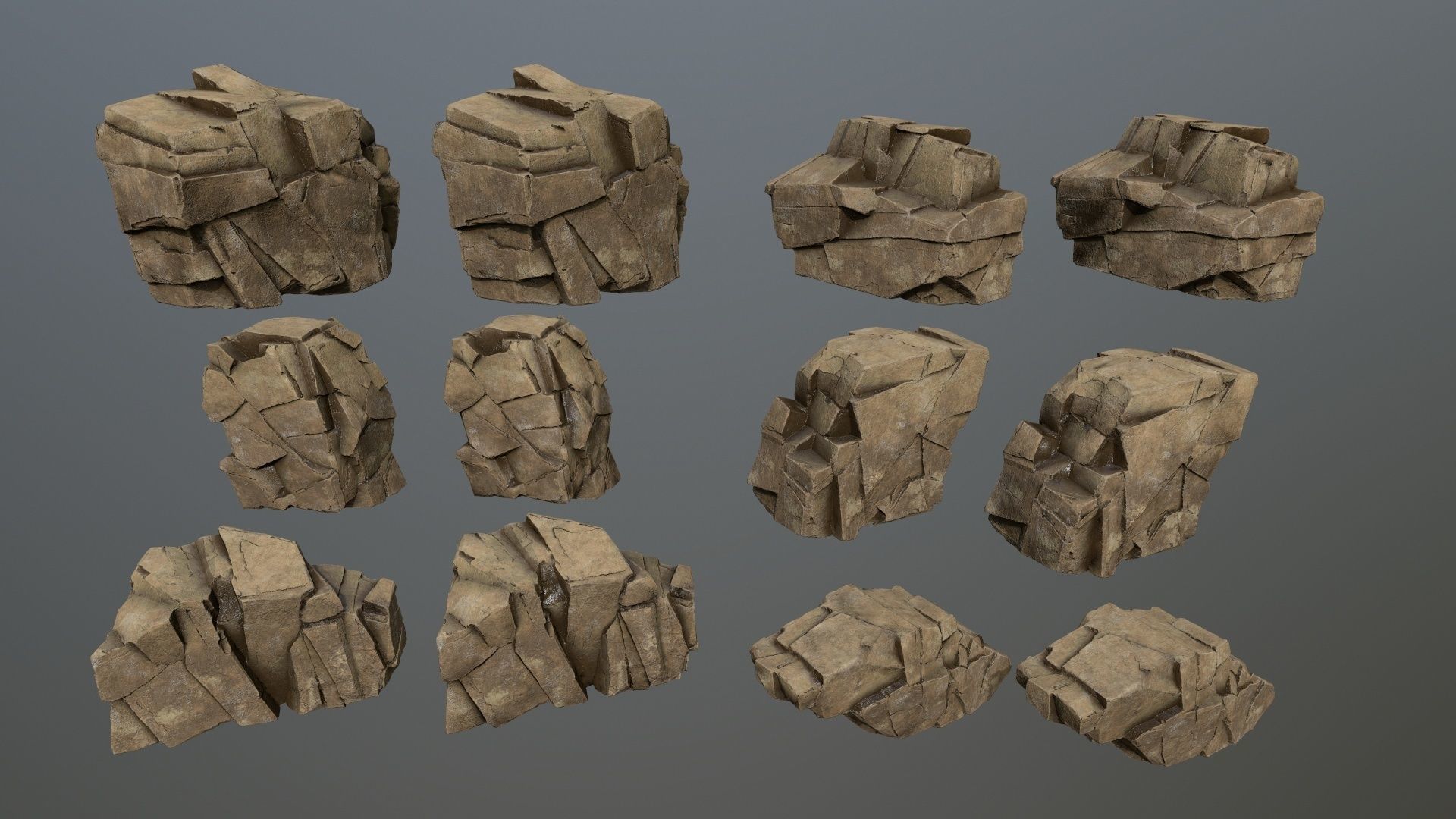 desert rocks Low-poly 3D model_14