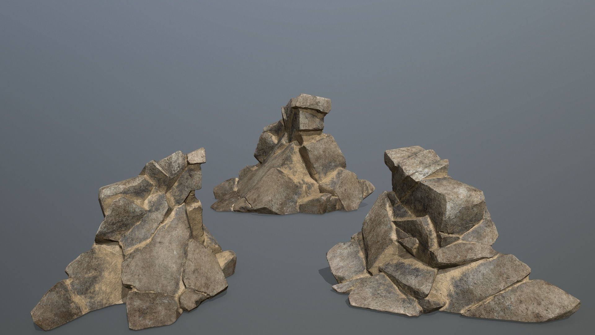 desert rock set Low-poly 3D model_17