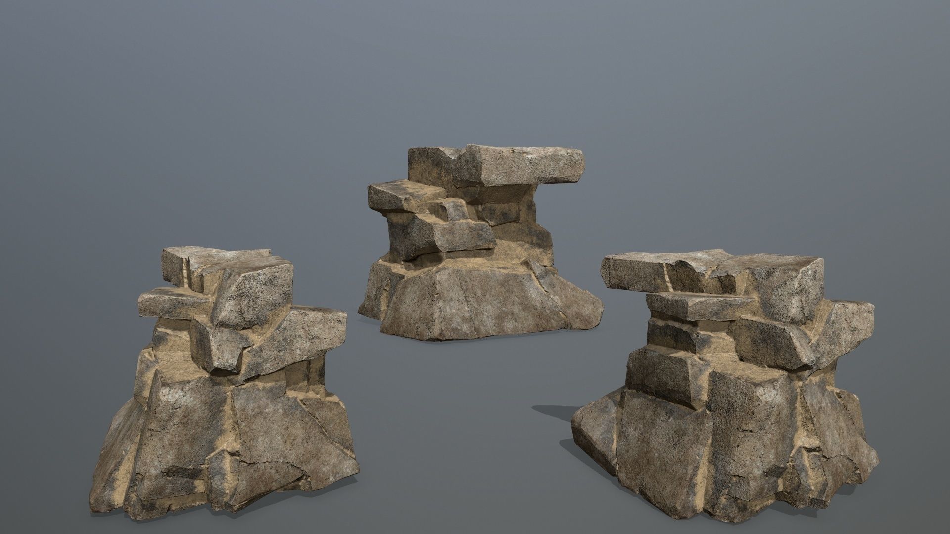 desert rock set Low-poly 3D model_12