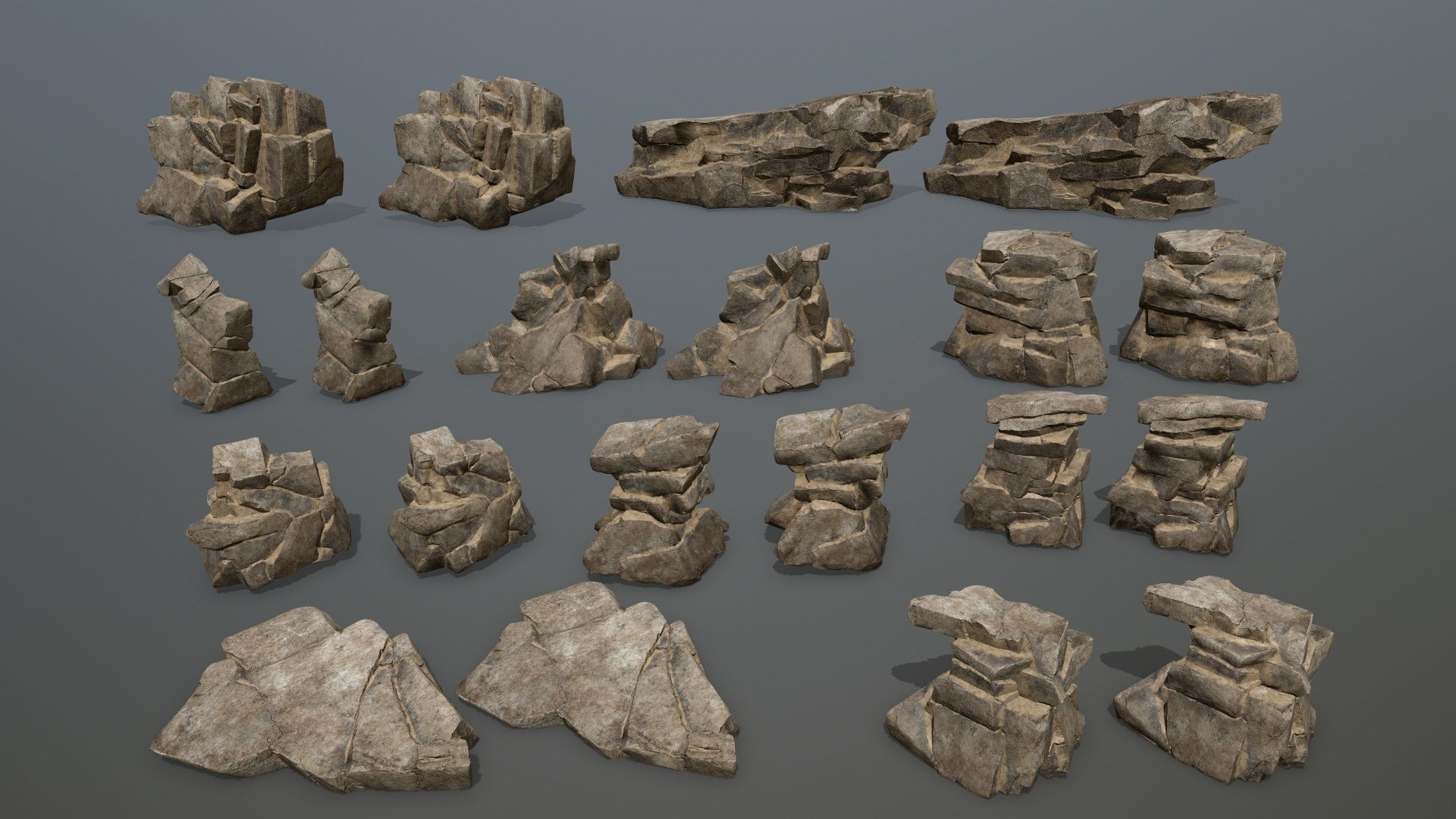 desert rock set Low-poly 3D model_20