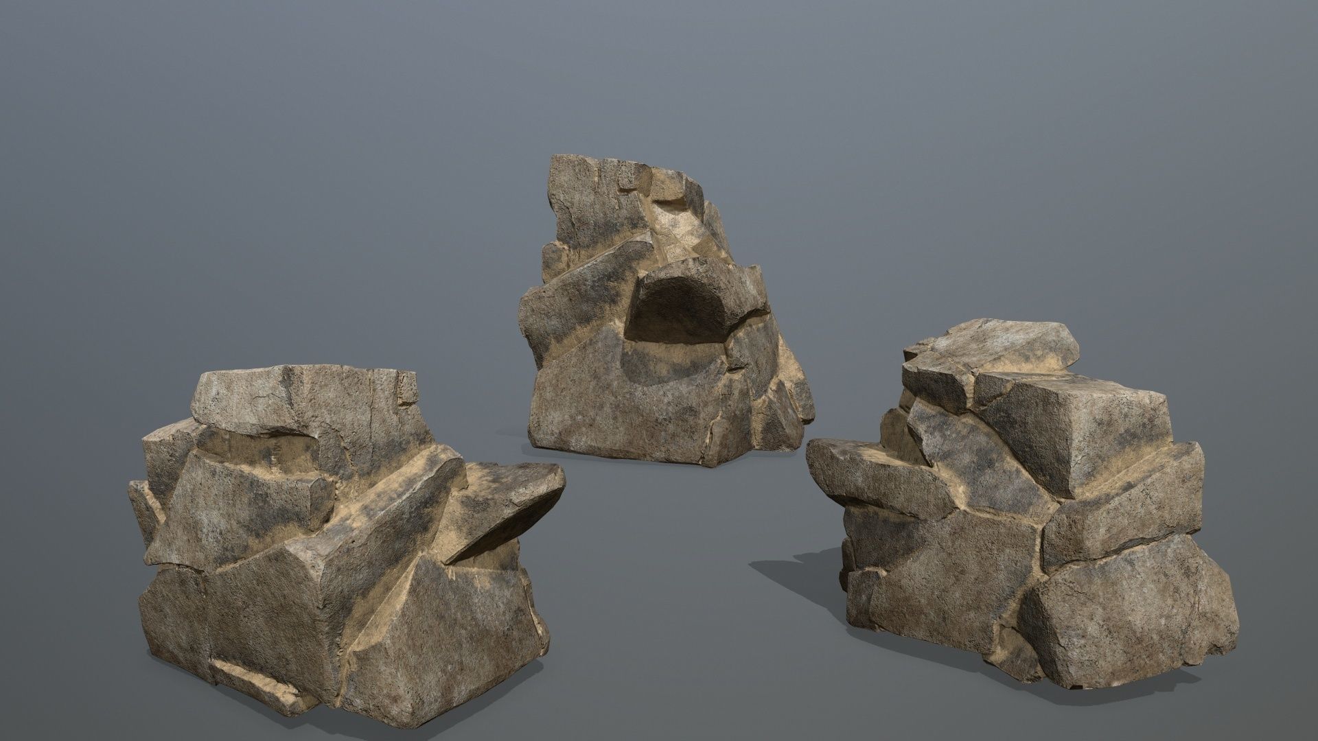 desert rock set Low-poly 3D model_14