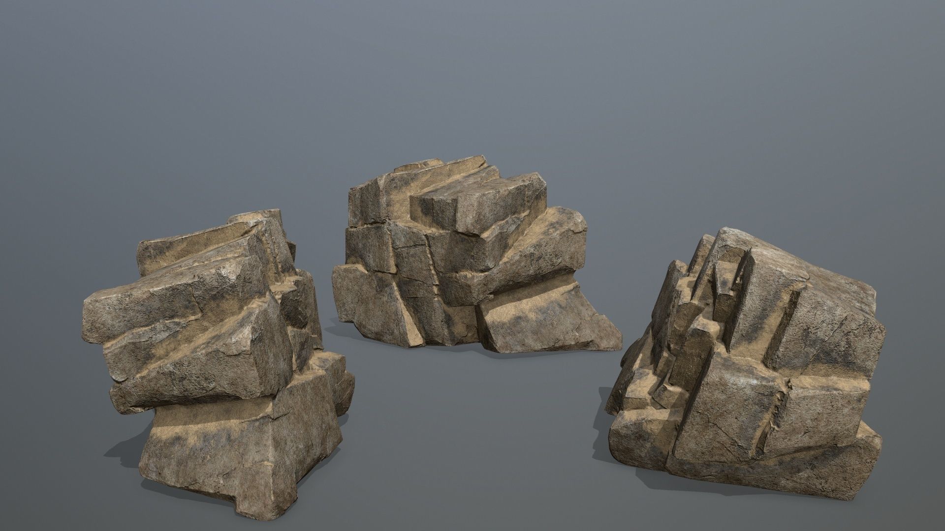 desert rock set Low-poly 3D model_16