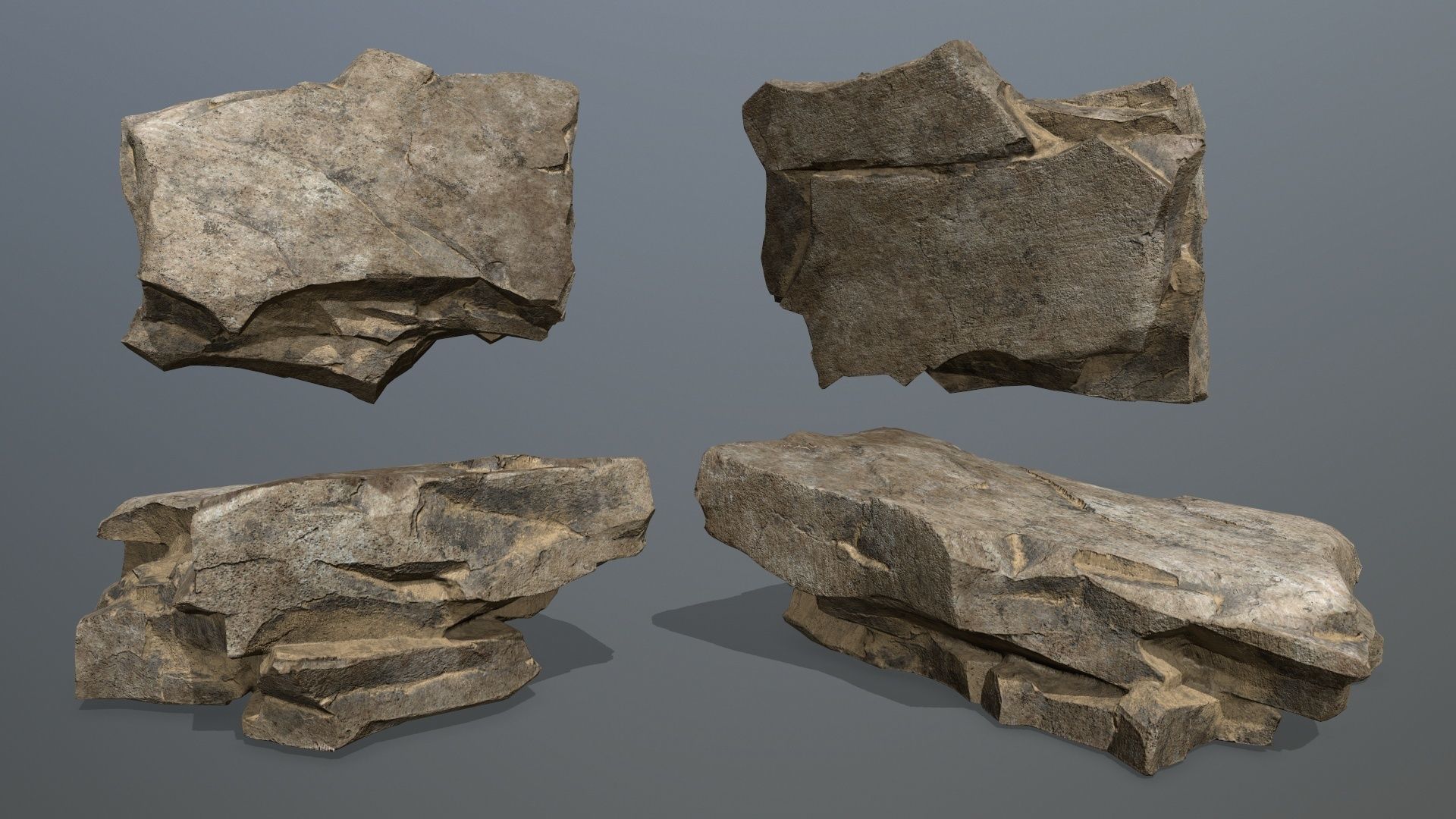 desert rock set Low-poly 3D model_19