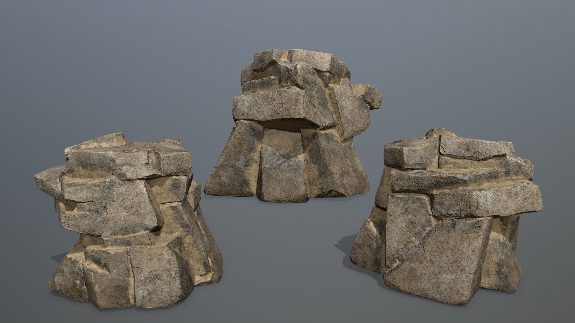 desert rock set Low-poly 3D model_15