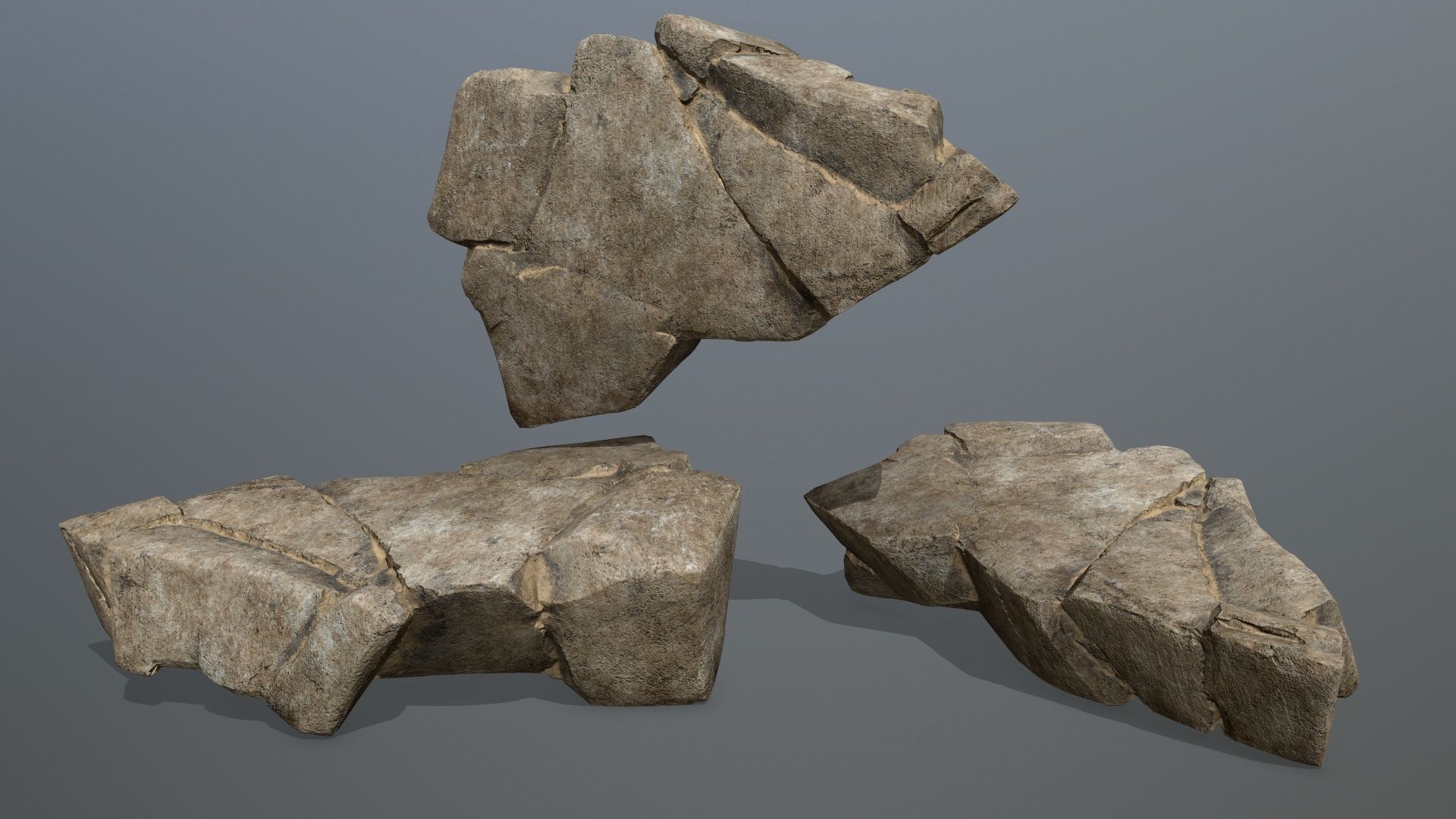 desert rock set Low-poly 3D model_18
