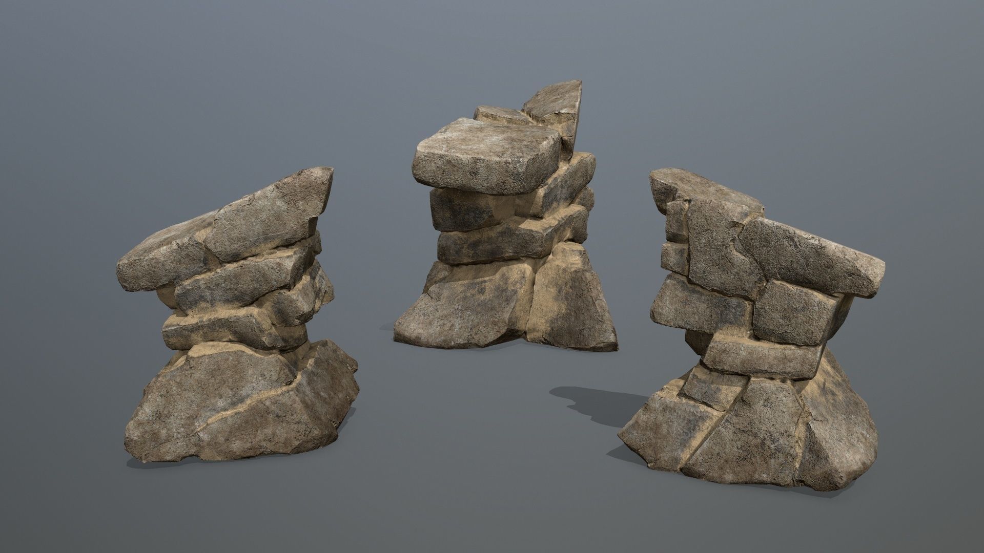 desert rock set Low-poly 3D model_13