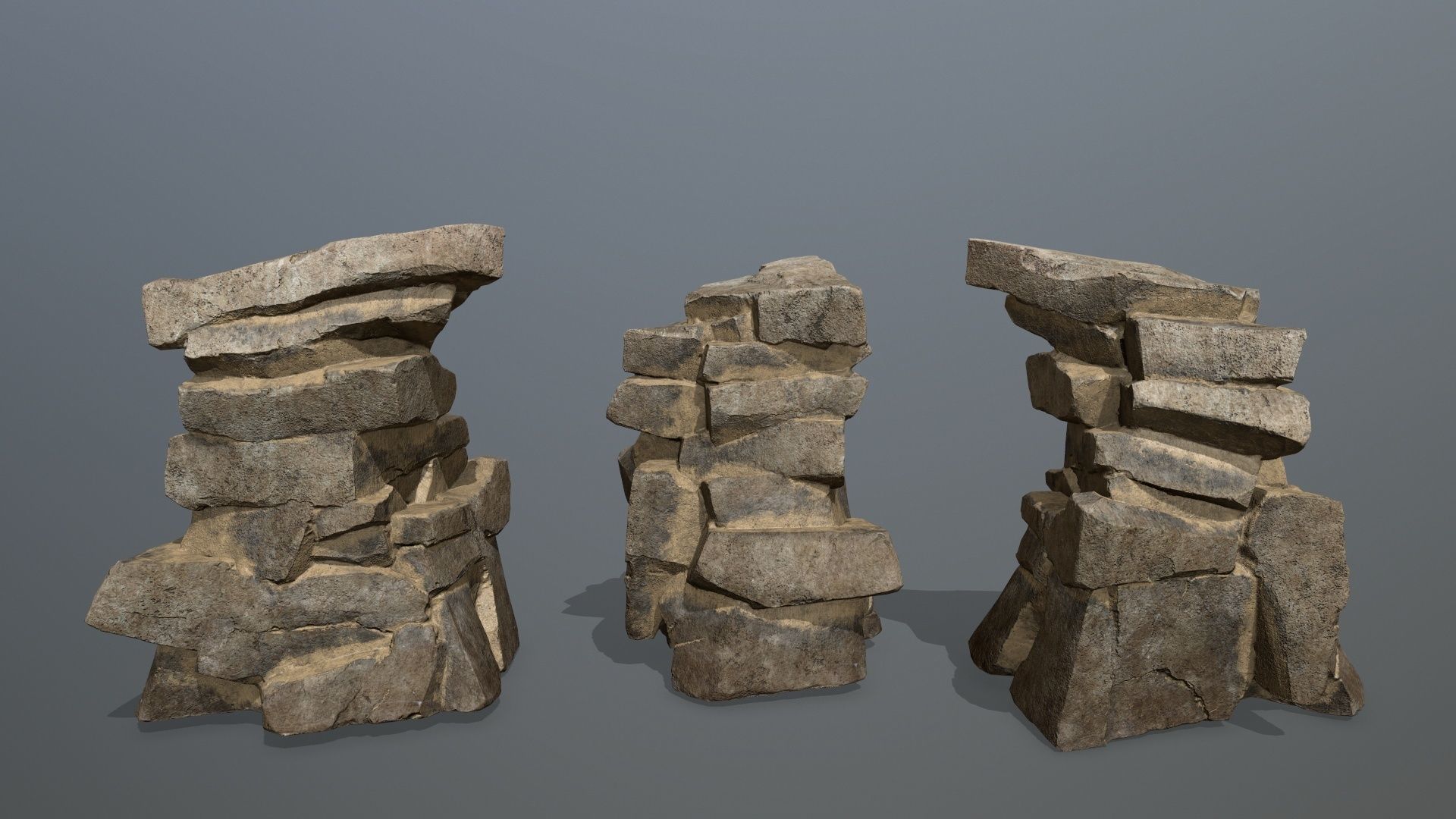 desert rock set Low-poly 3D model_11