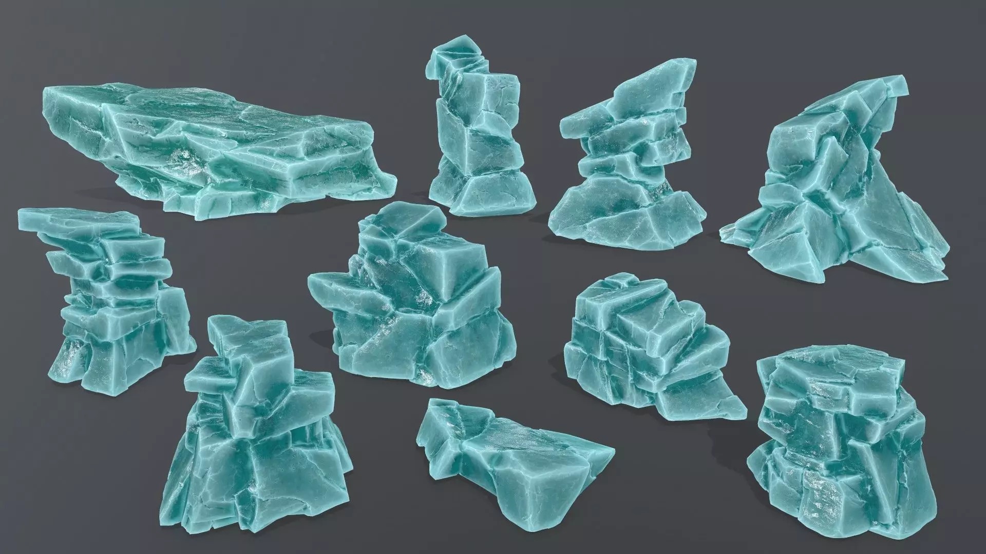 ice rocks Low-poly 3D model_0