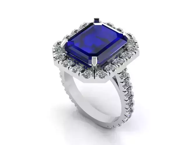 Ring with diamonds and emerald