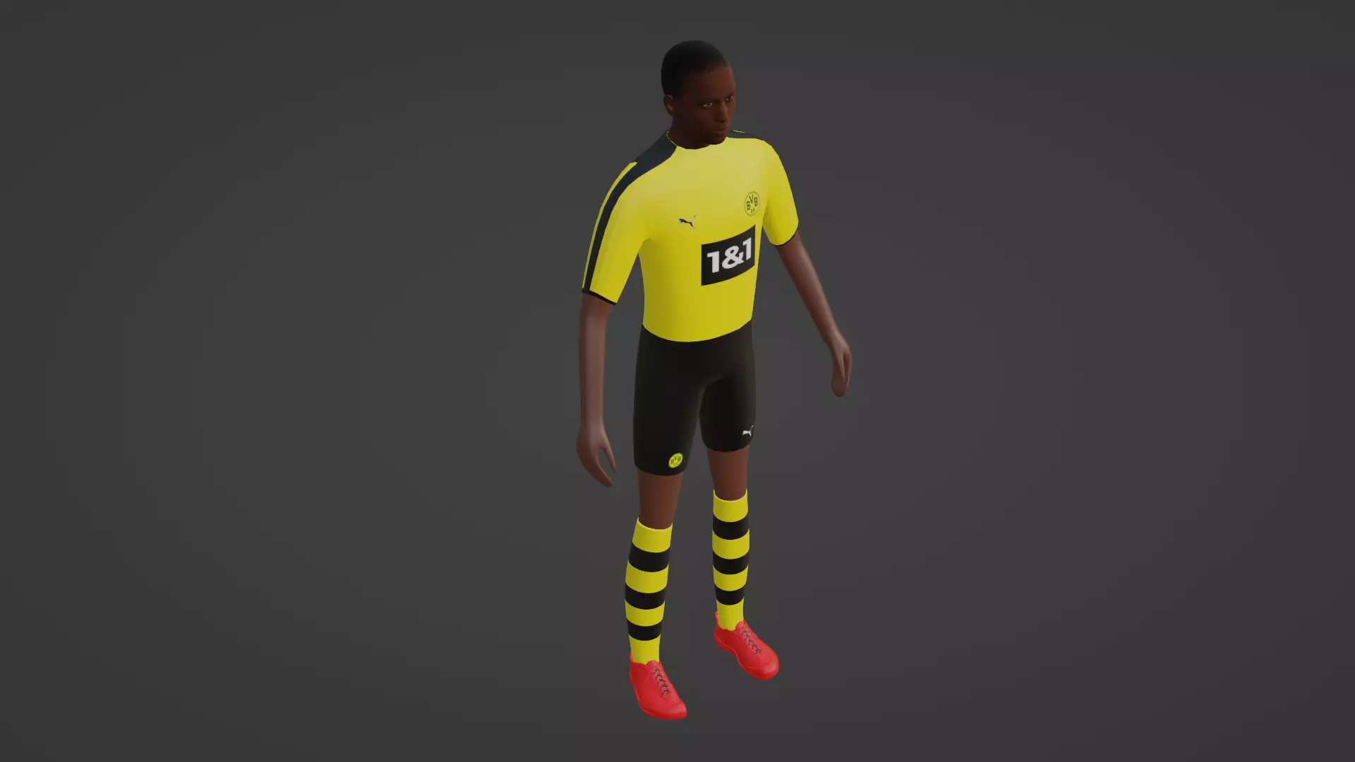 Soccer Player - Borussia Dortmund Low-poly 3D model_0