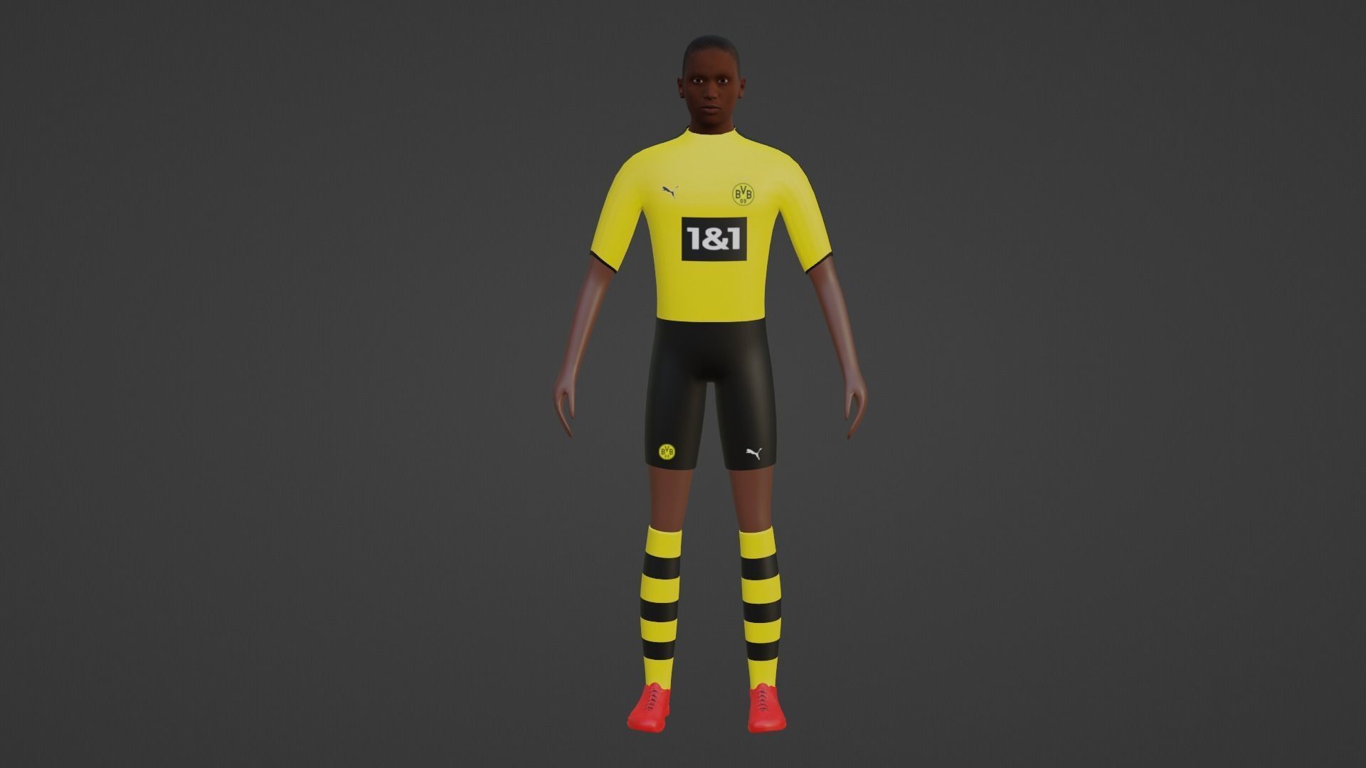 Soccer Player - Borussia Dortmund Low-poly 3D model_4