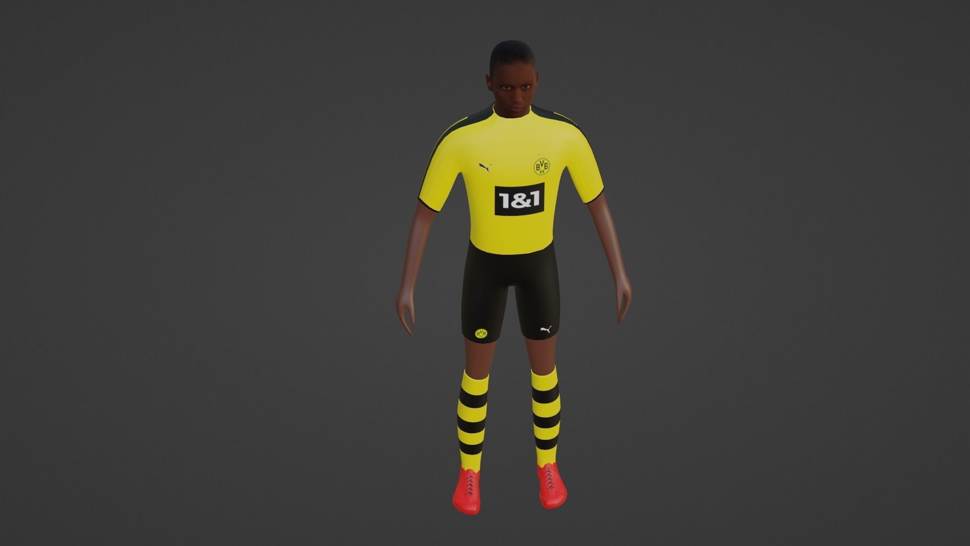 Soccer Player - Borussia Dortmund Low-poly 3D model_1