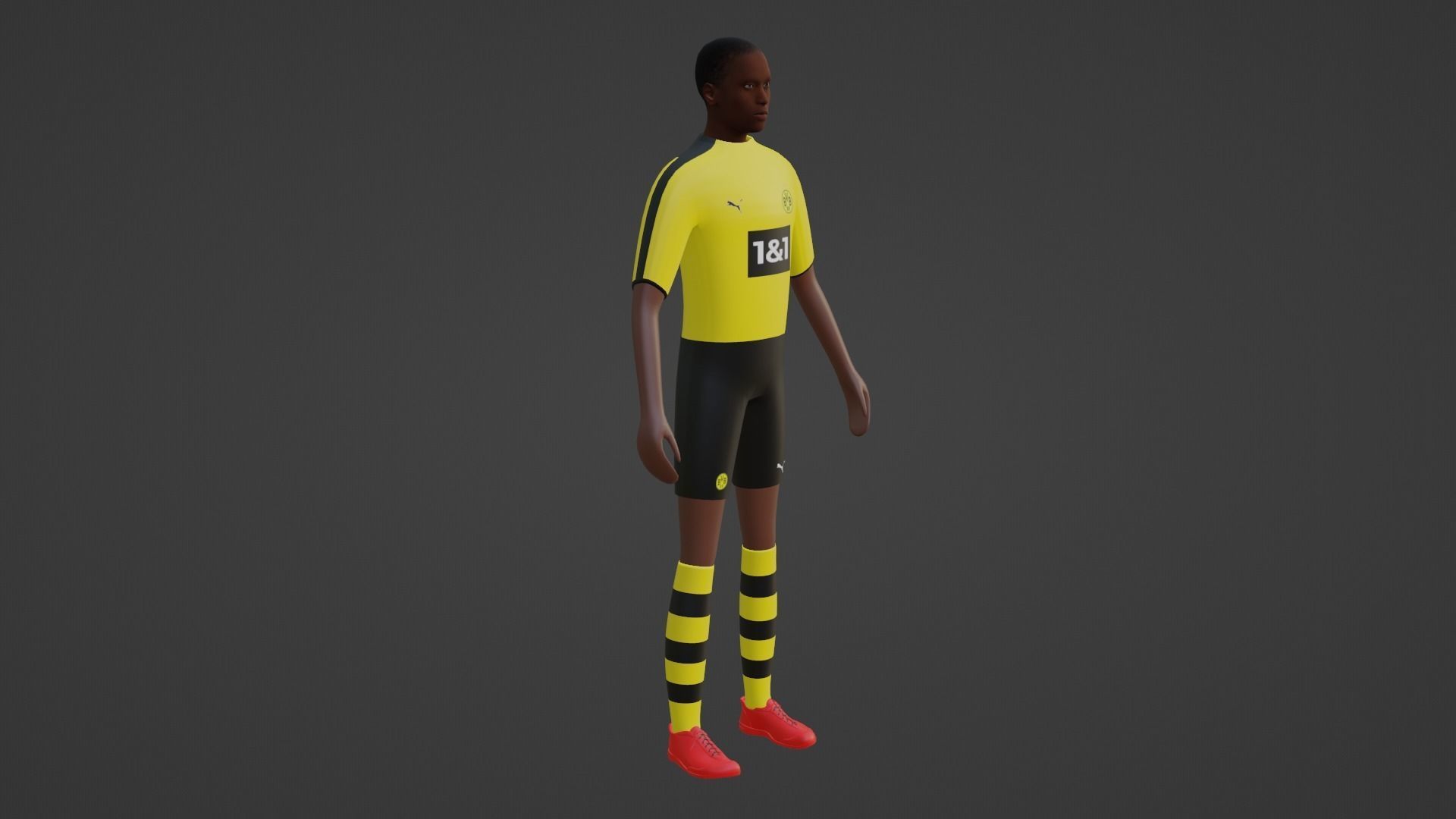 Soccer Player - Borussia Dortmund Low-poly 3D model_5