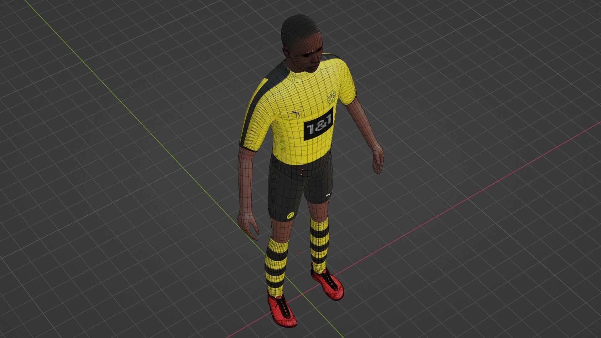 Soccer Player - Borussia Dortmund Low-poly 3D model_6