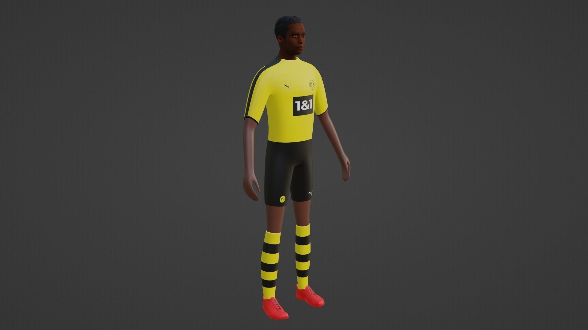 Soccer Player - Borussia Dortmund Low-poly 3D model_5