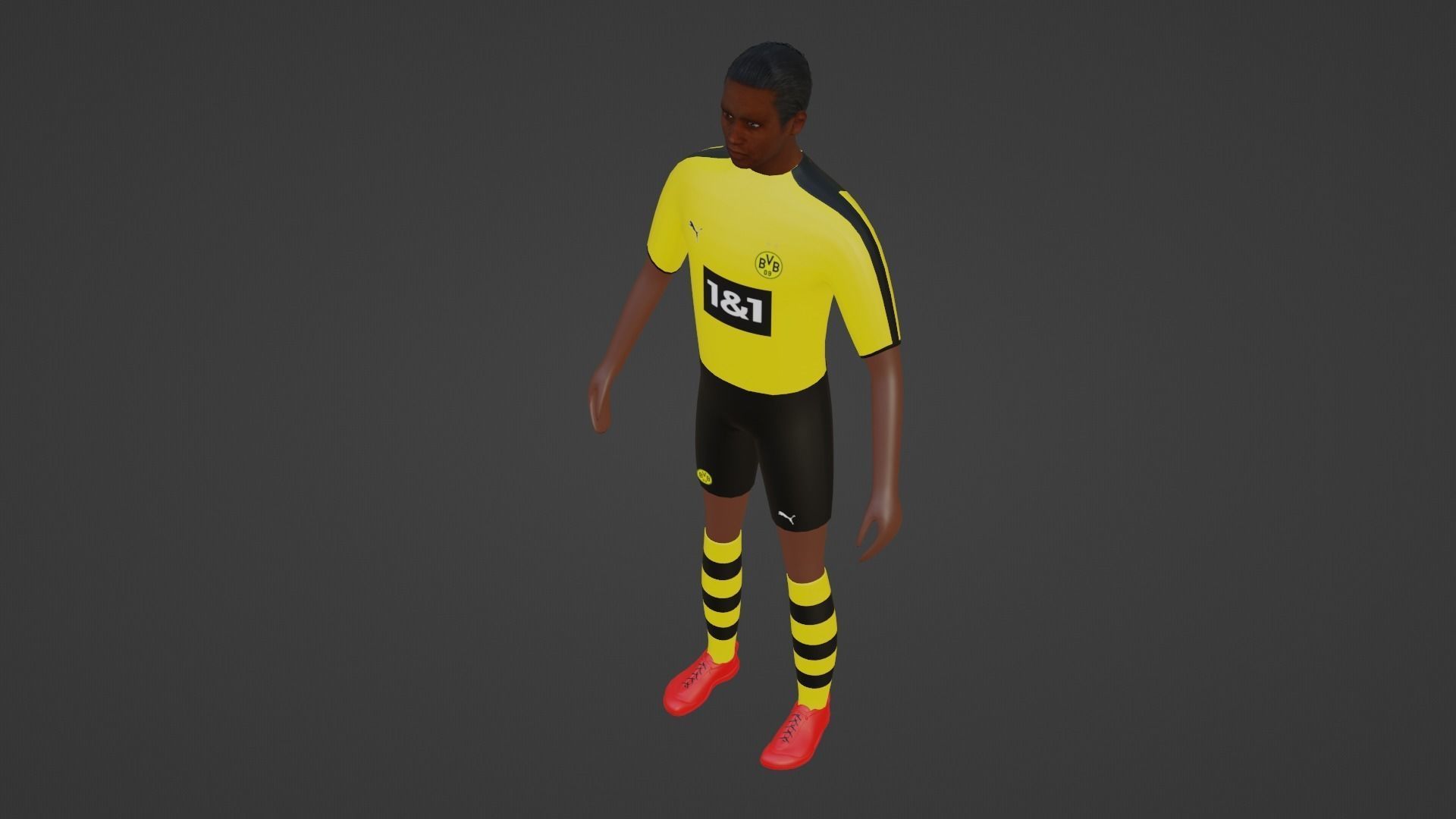Soccer Player - Borussia Dortmund Low-poly 3D model_2
