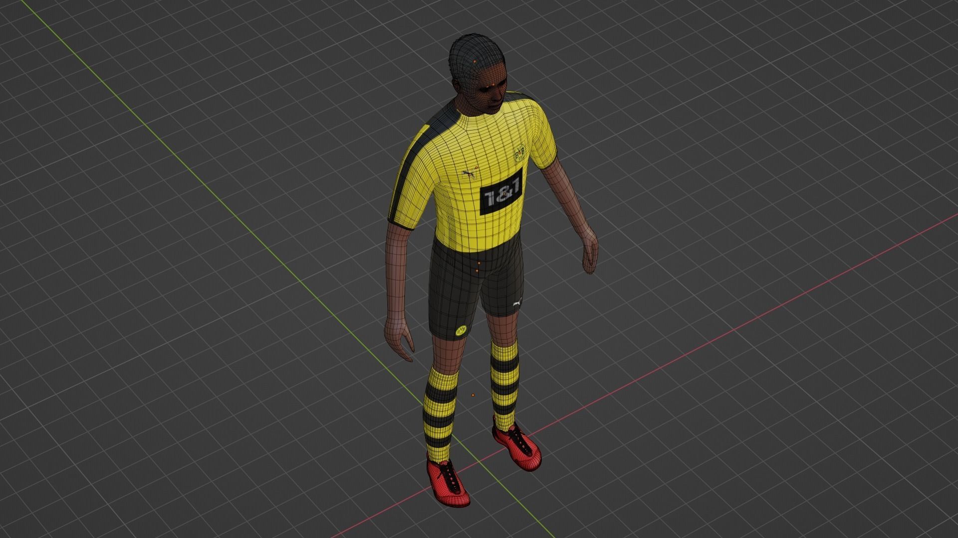 Soccer Player - Borussia Dortmund Low-poly 3D model_6
