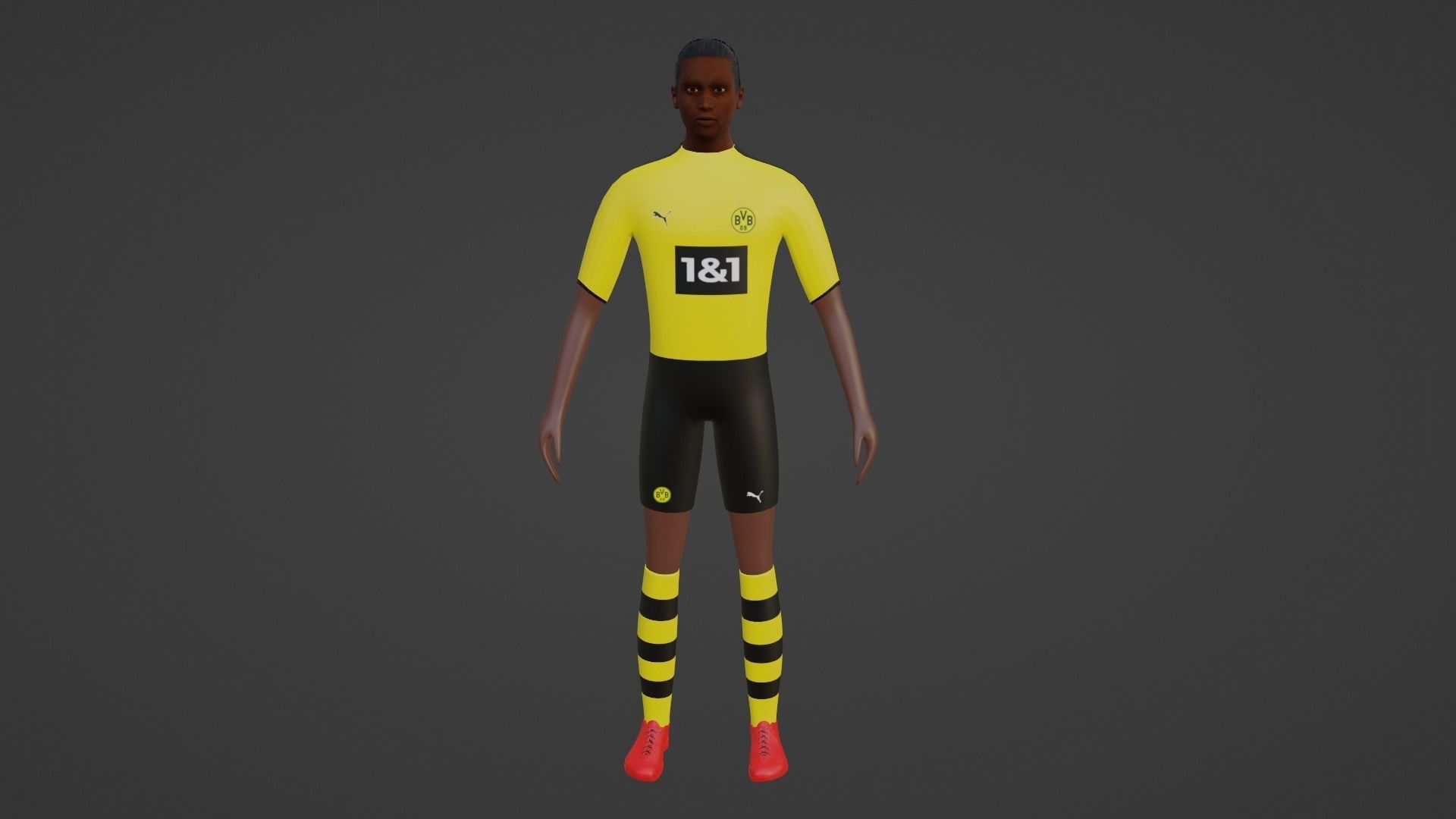 Soccer Player - Borussia Dortmund Low-poly 3D model_4