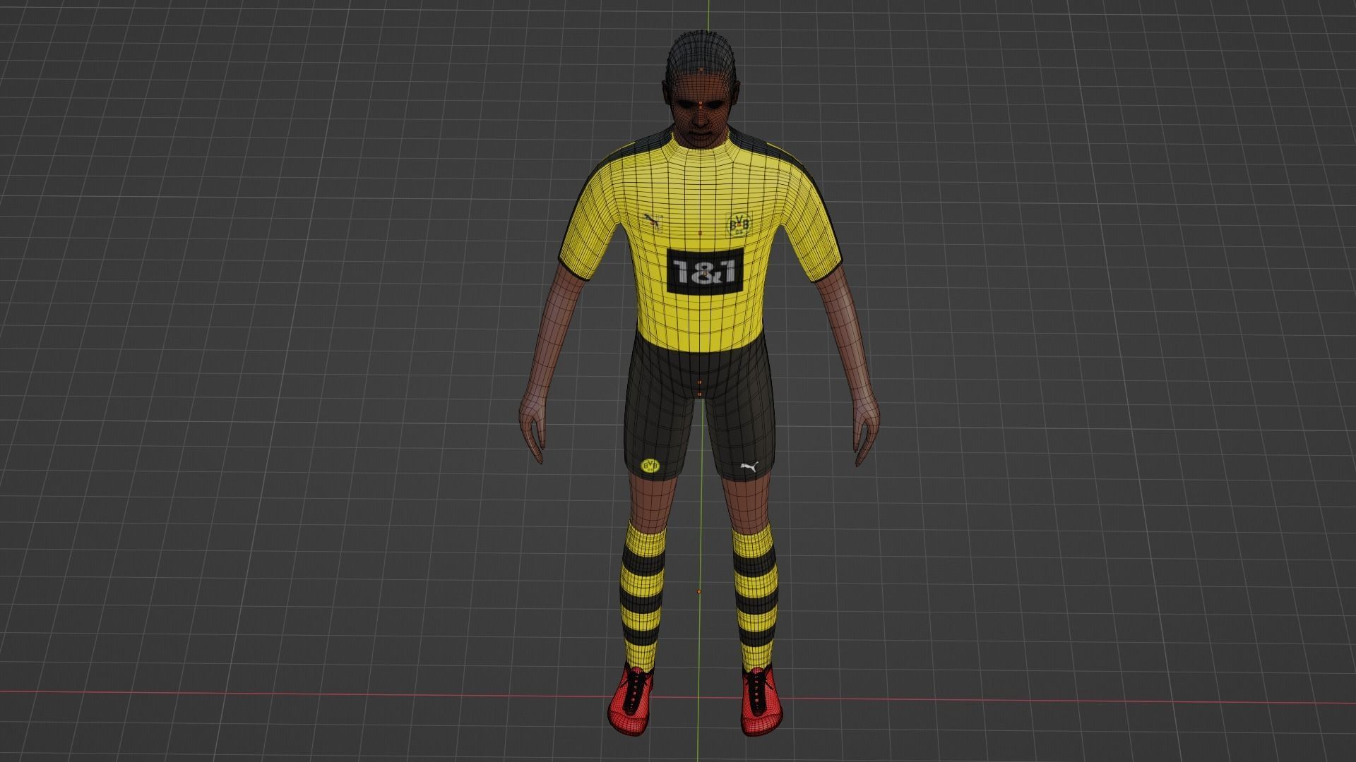 Soccer Player - Borussia Dortmund Low-poly 3D model_7