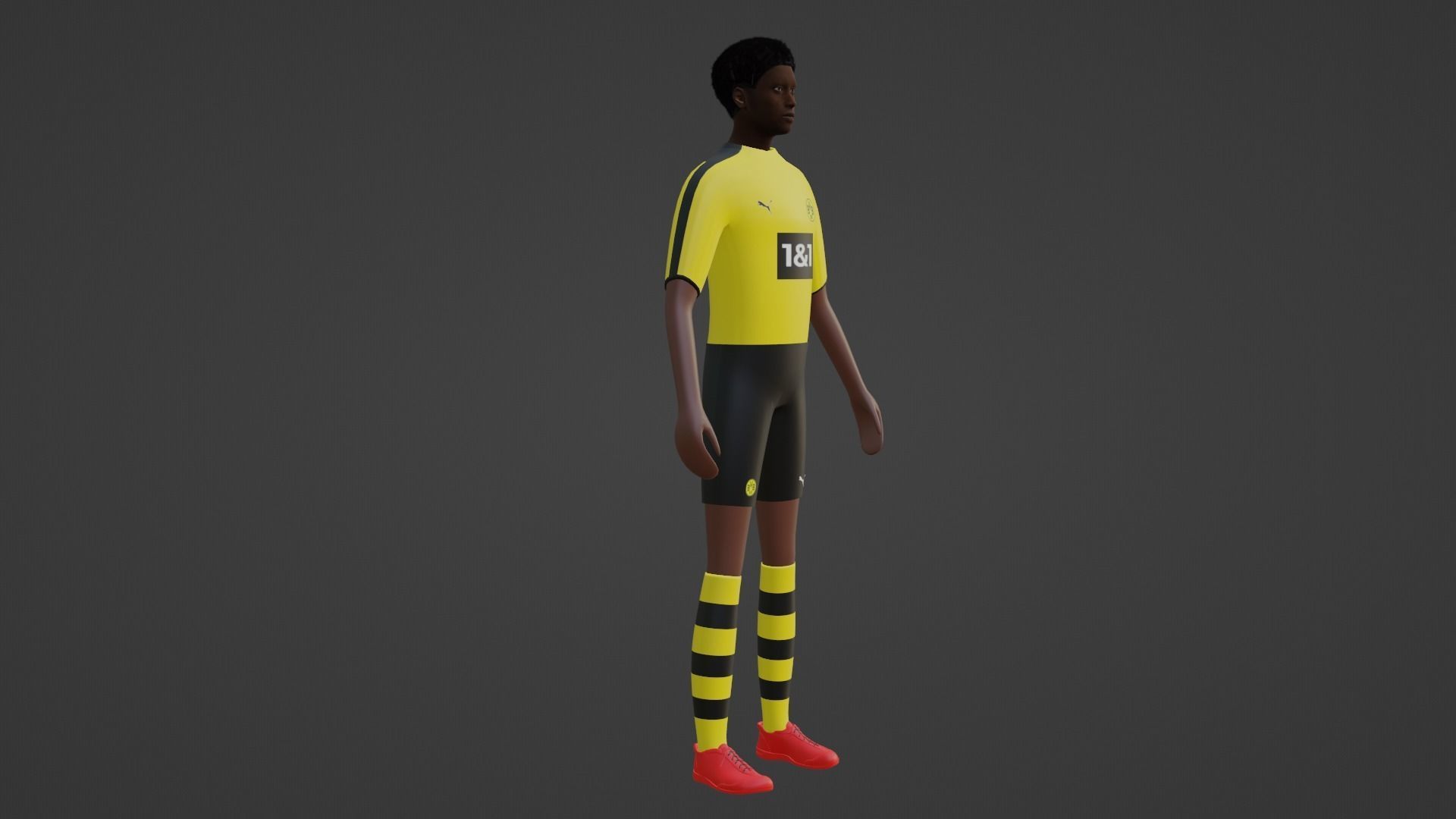 Soccer Player - Borussia Dortmund Low-poly 3D model_5