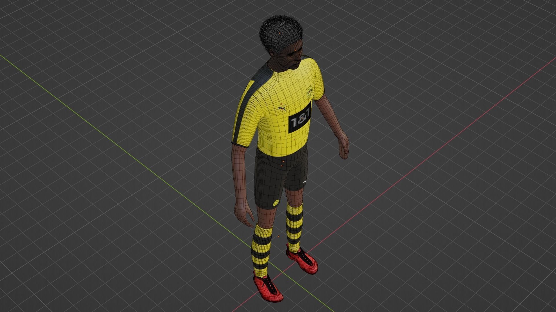 Soccer Player - Borussia Dortmund Low-poly 3D model_7
