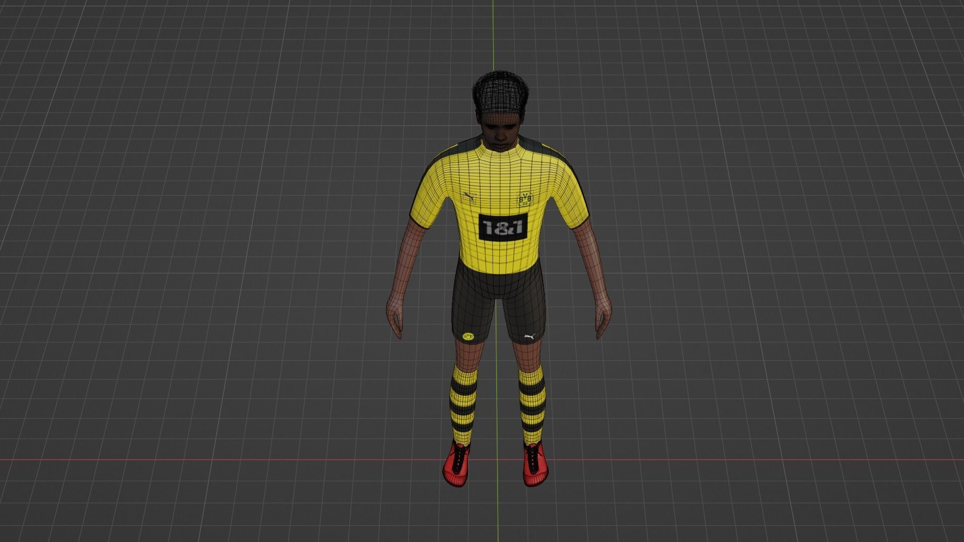 Soccer Player - Borussia Dortmund Low-poly 3D model_6