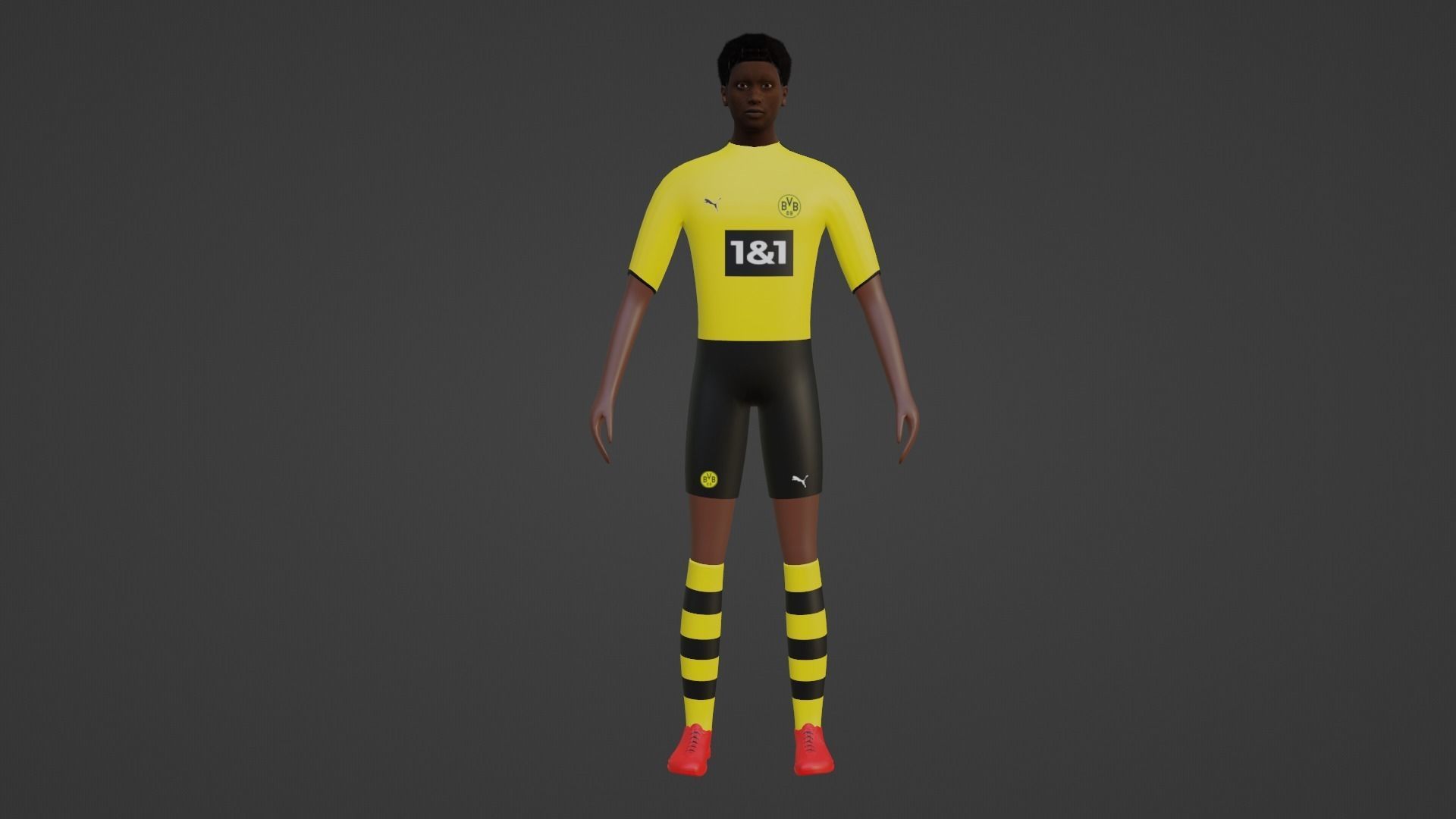 Soccer Player - Borussia Dortmund Low-poly 3D model_4