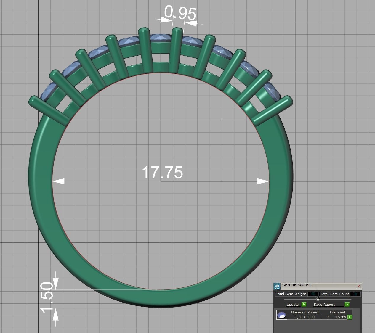 9 Stone Eternity Ring Diamond Band 3dmodel 3D print model_20