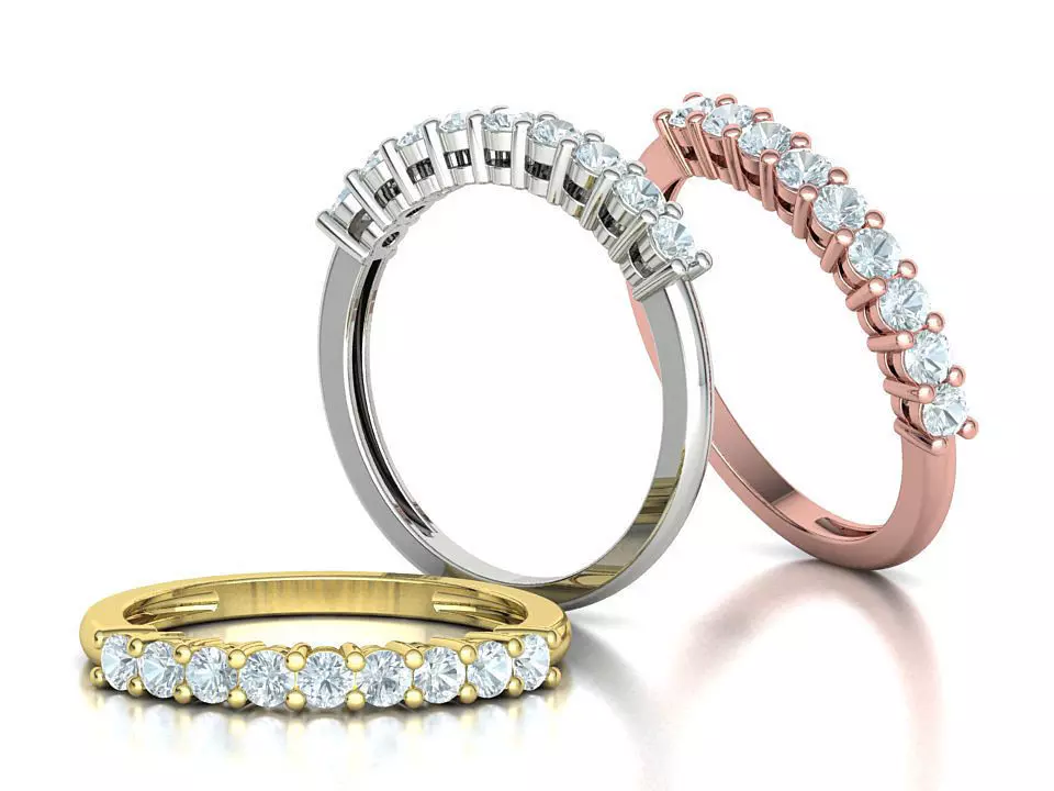 9 Stone Eternity Ring Diamond Band 3dmodel 3D print model_0