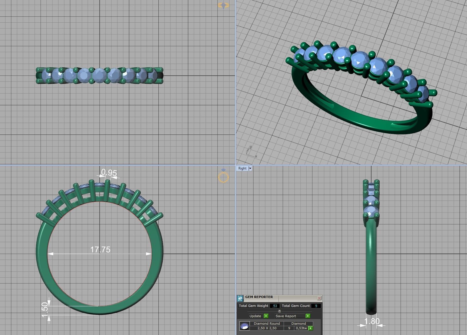 9 Stone Eternity Ring Diamond Band 3dmodel 3D print model_16