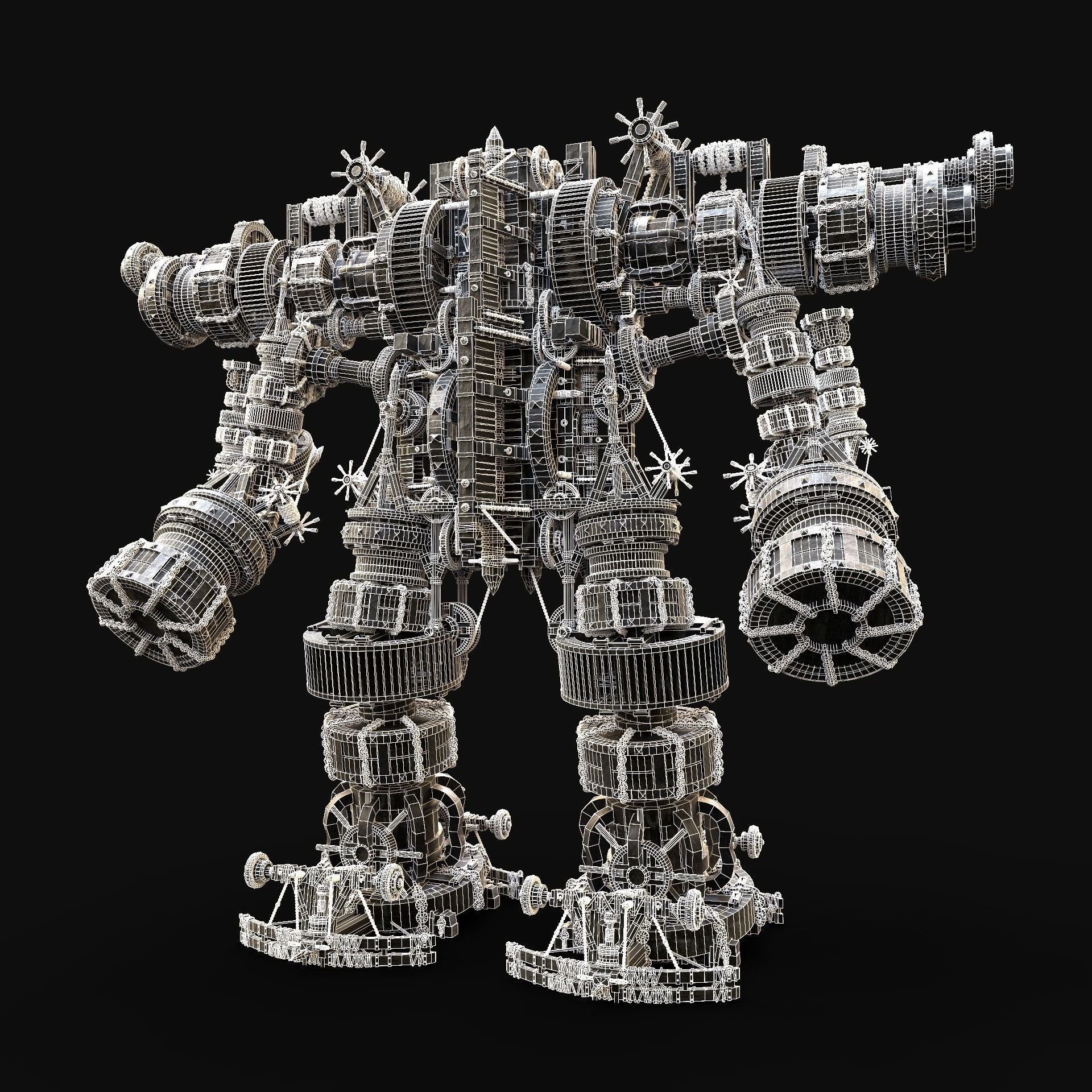 MECH GIANT ROBOT SIEGE ENGINE MACHINE WAR AAA MEDIEVAL MECHA Low-poly 3D model_7