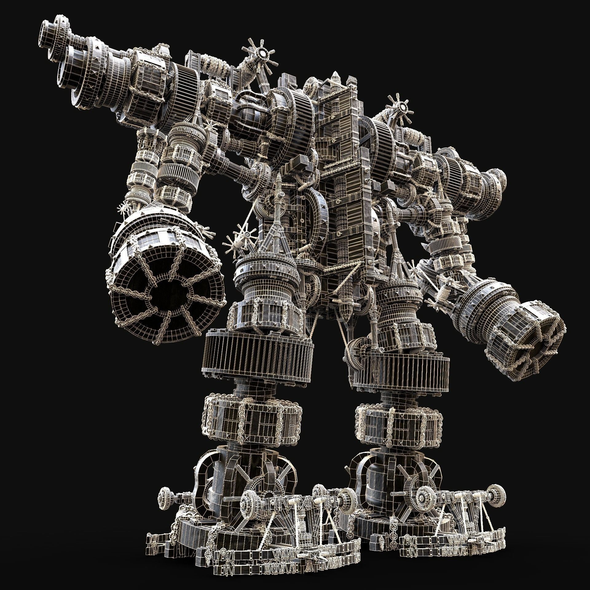 MECH GIANT ROBOT SIEGE ENGINE MACHINE WAR AAA MEDIEVAL MECHA Low-poly 3D model_9
