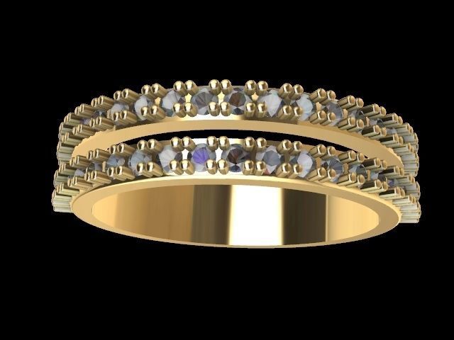 2 row diamond ring stl verified 3D print model_4