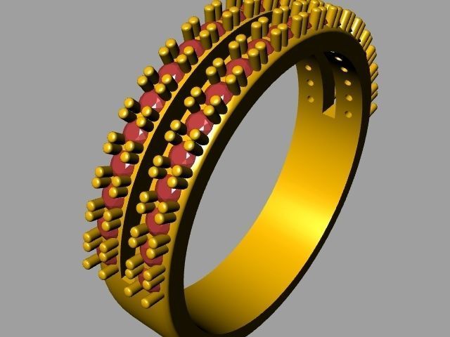 2 row diamond ring stl verified 3D print model_1