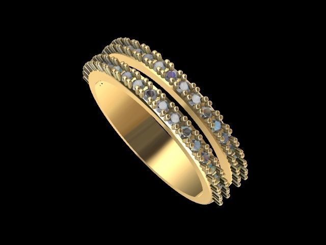 2 row diamond ring stl verified 3D print model_2